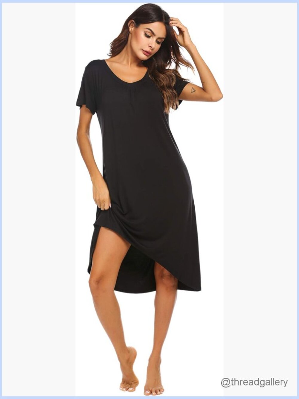 Women Short Sleeve Nightgown Sleepshirt Plus Size S-3XL Loungewear